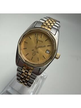 1990s Bulova Marine Star 100M 90G17 Two-Tone Steel Date Window WORKING